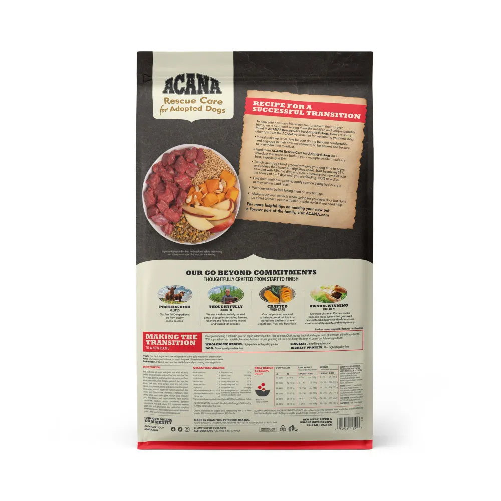 ACANA Rescue Care For Adopted Dogs Premium Dry Food Red Meat, Liver & Whole Oats Recipe