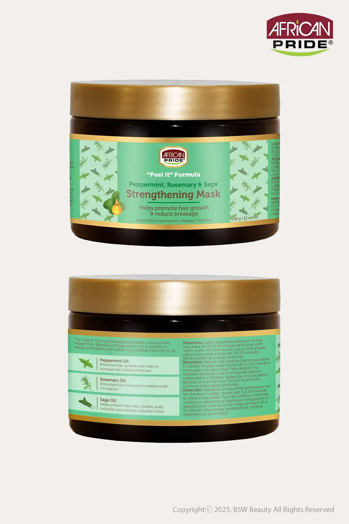 AFRICAN PRIDE FEEL IT FORMULA STRENGTHENING MASK HAIR TREATMENT 12oz