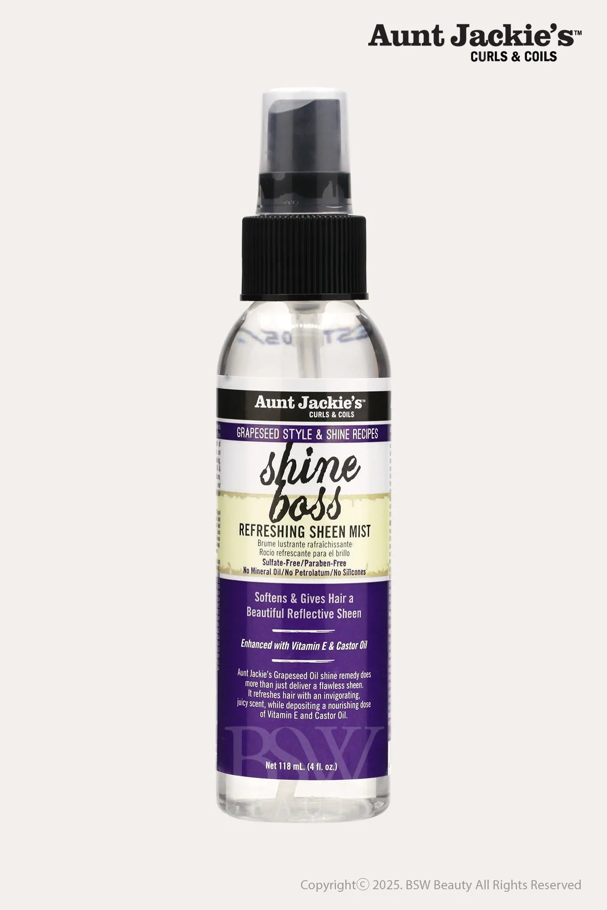 AUNT JACKIE'S GRAPESEED STYLE & SHINE RECIPES SHINE BOSS REFRESHING SHEEN MIST 4oz