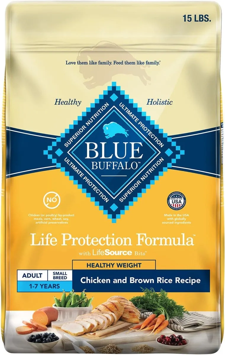 Blue Buffalo Small Breed Adult Life Protection Healthy Weight Natural Chicken & Brown Rice Recipe Dry Dog Food