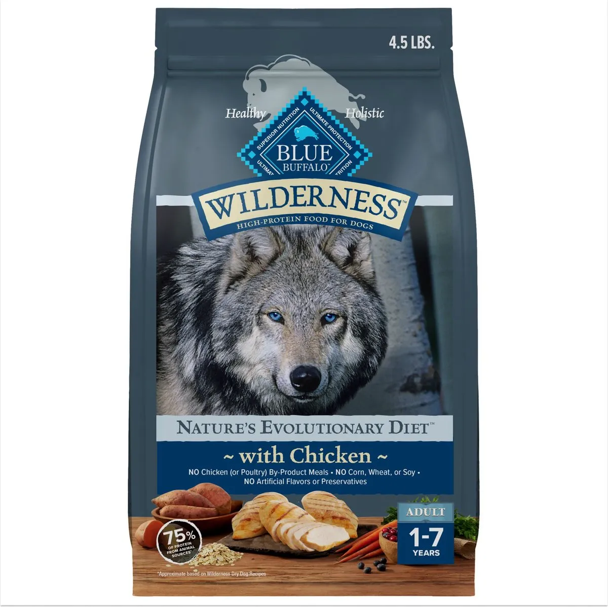 Blue Buffalo Wilderness Wholesome Grains Chicken Recipe Adult Dry Dog Food