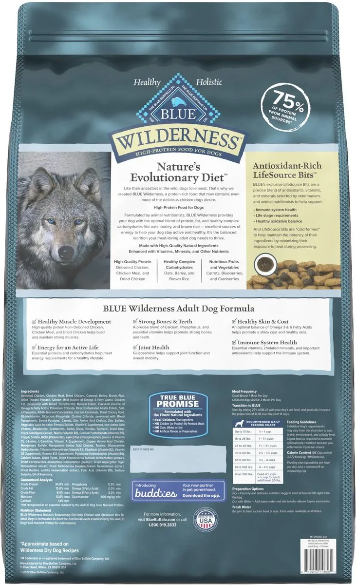 Blue Buffalo Wilderness Wholesome Grains Chicken Recipe Adult Dry Dog Food