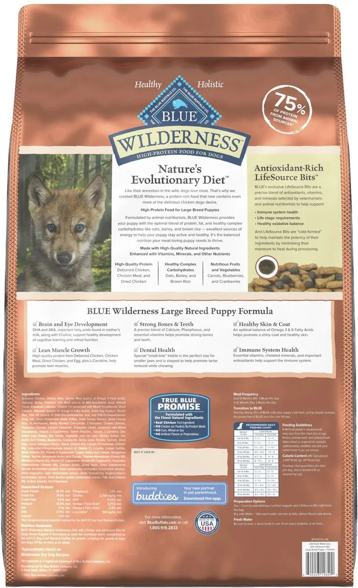Blue Buffalo Wilderness Wholesome Grains Large Breed Puppy Chicken Recipe Dry Dog Food
