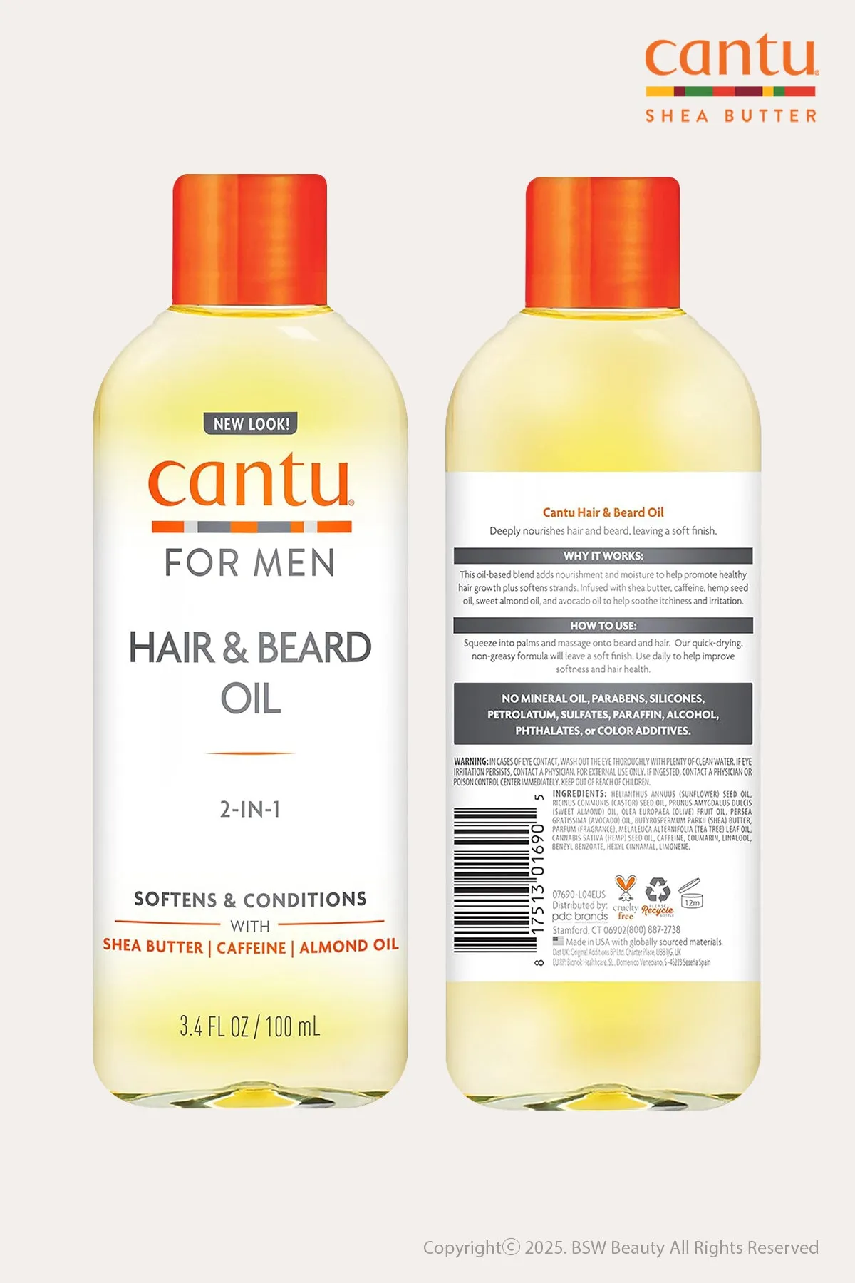 CANTU FOR MEN MEN HAIR &BEARD 2-IN-1 OIL 3.4oz