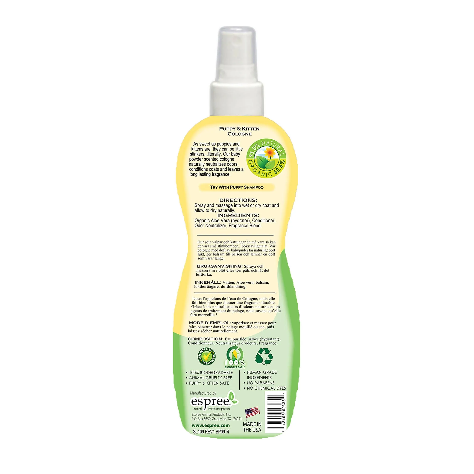 Espree Puppy & Kitten Baby Powder Cologne 4 Ounce