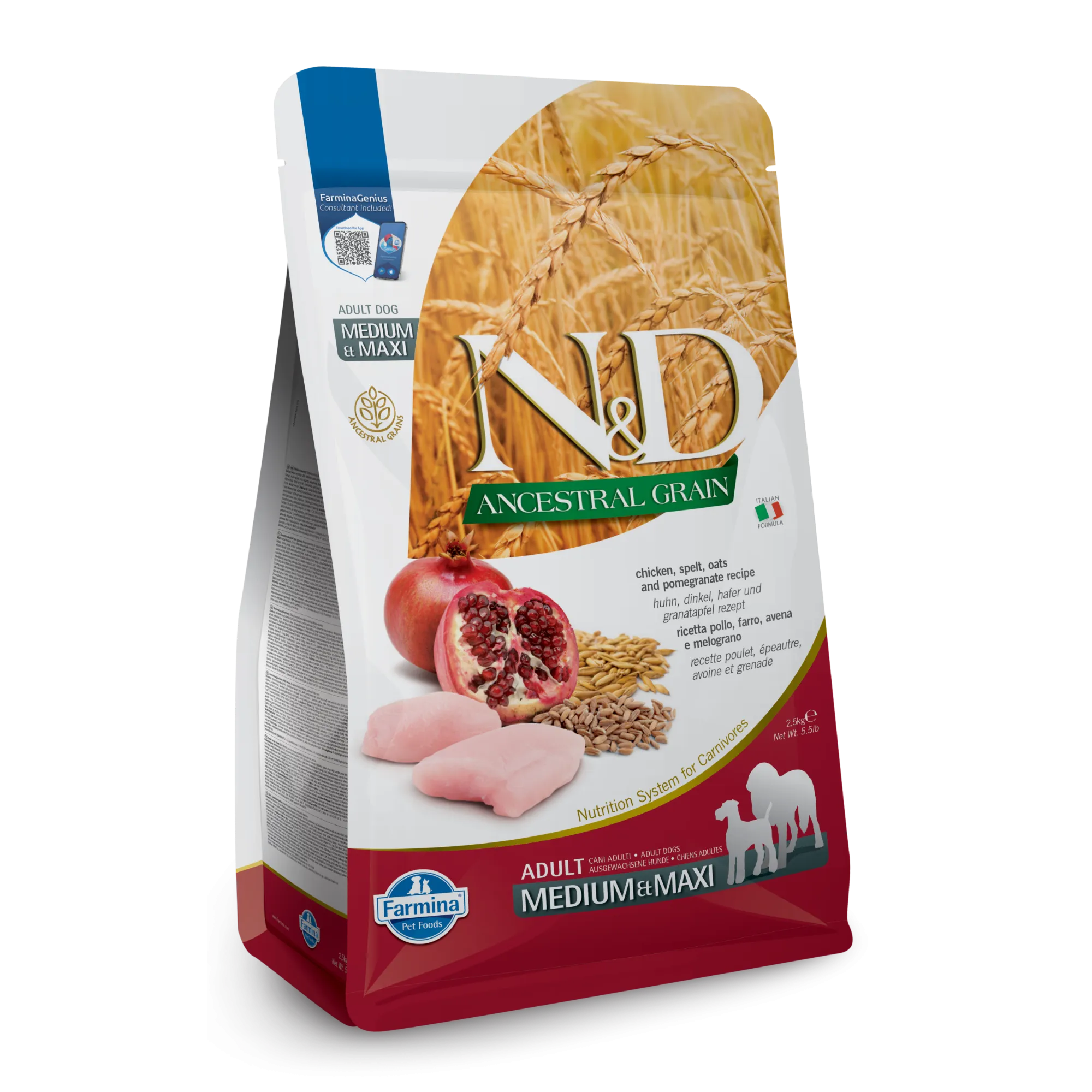 Farmina N&D Ancestral Grain Chicken & Pomegranate Medium & Maxi Adult Dry Dog Food