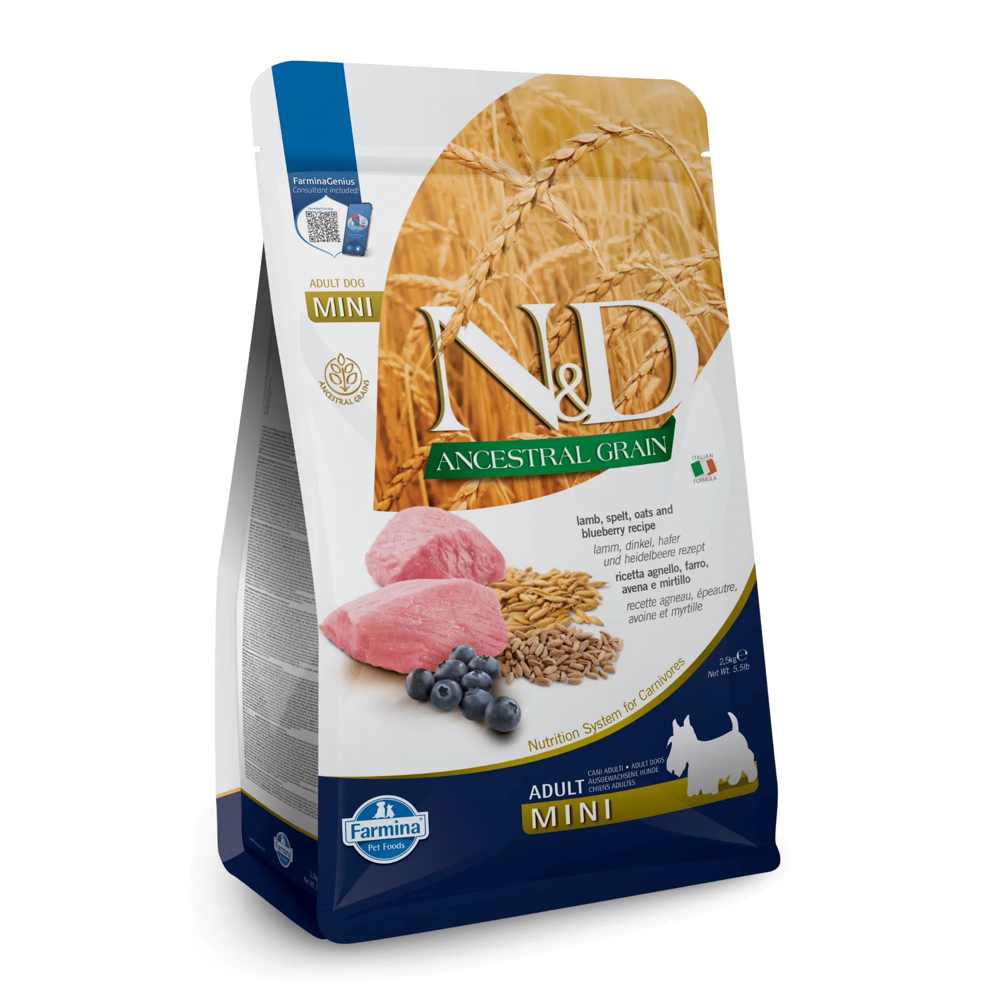 Farmina N&D Ancestral Grain Lamb & Blueberry Mini Adult Dry Dog Food