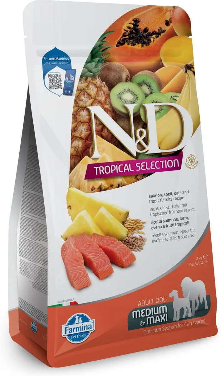 Farmina N&D Tropical Selection Salmon, Spelt, Oats & Tropical Fruits Medium & Maxi Adult Dry Dog Food