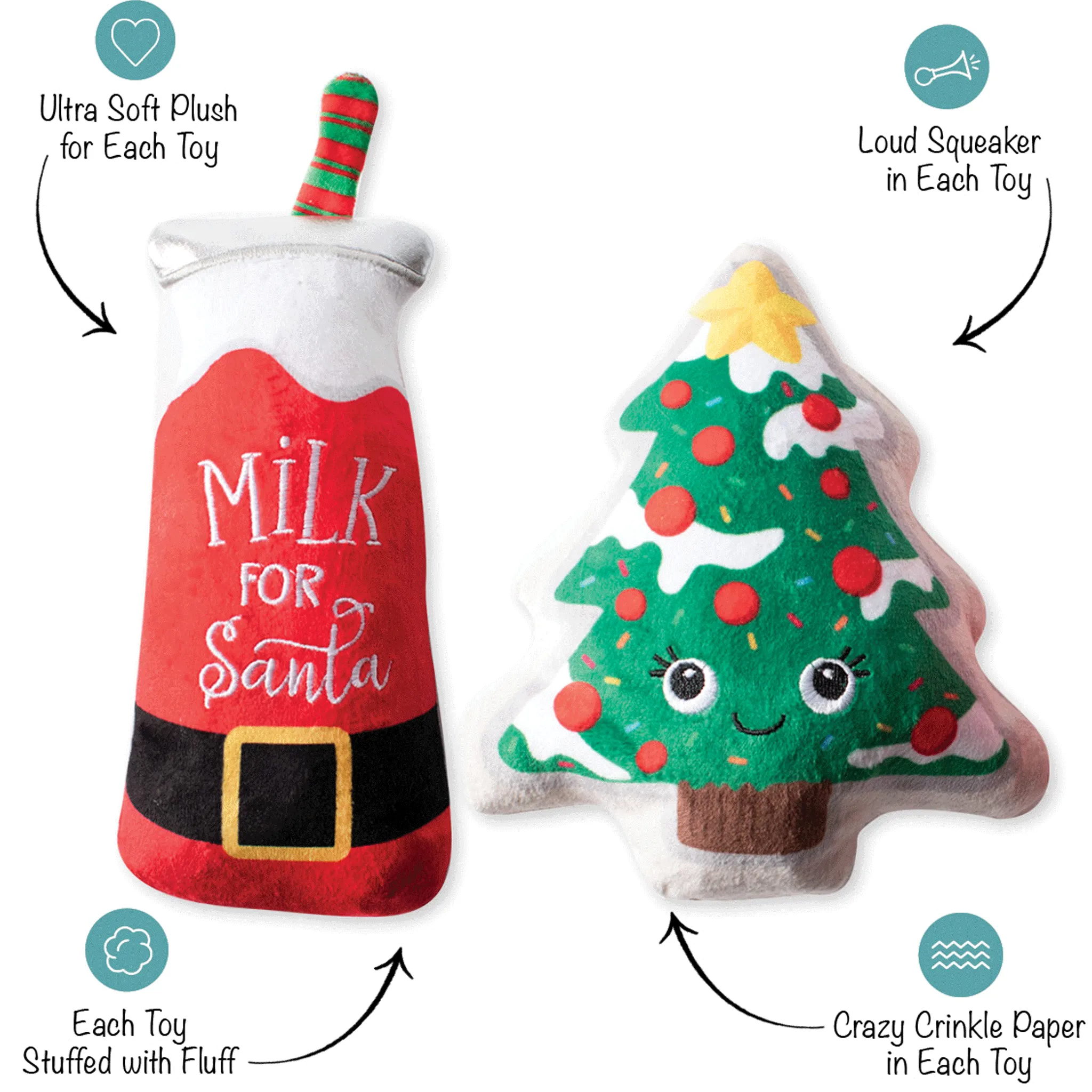 Fringe Santa Ready Red & Green Dog Toys