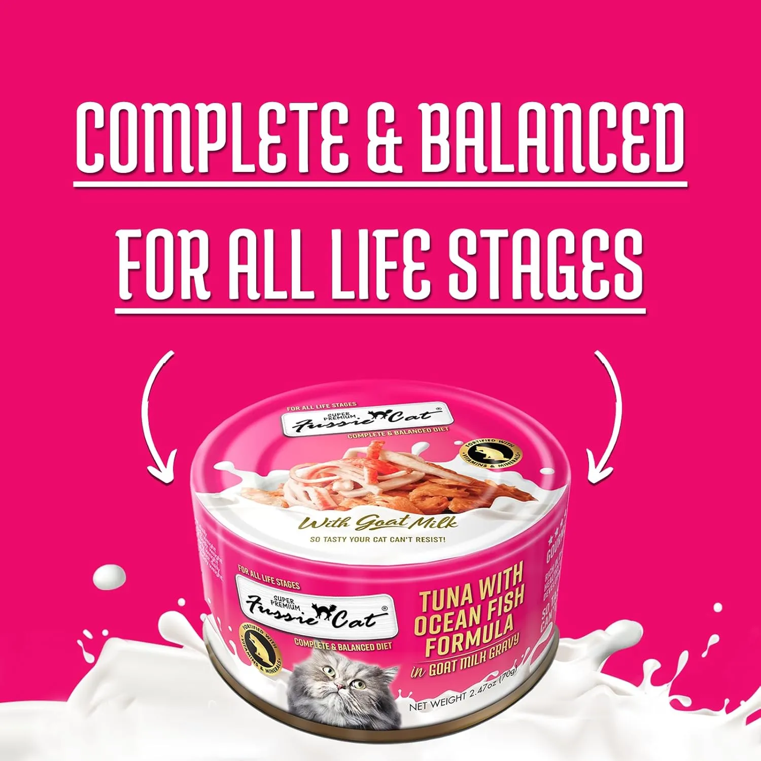 Fussie Cat Tuna with Ocean Fish in Goat Milk Gravy Shredded Canned Cat Food