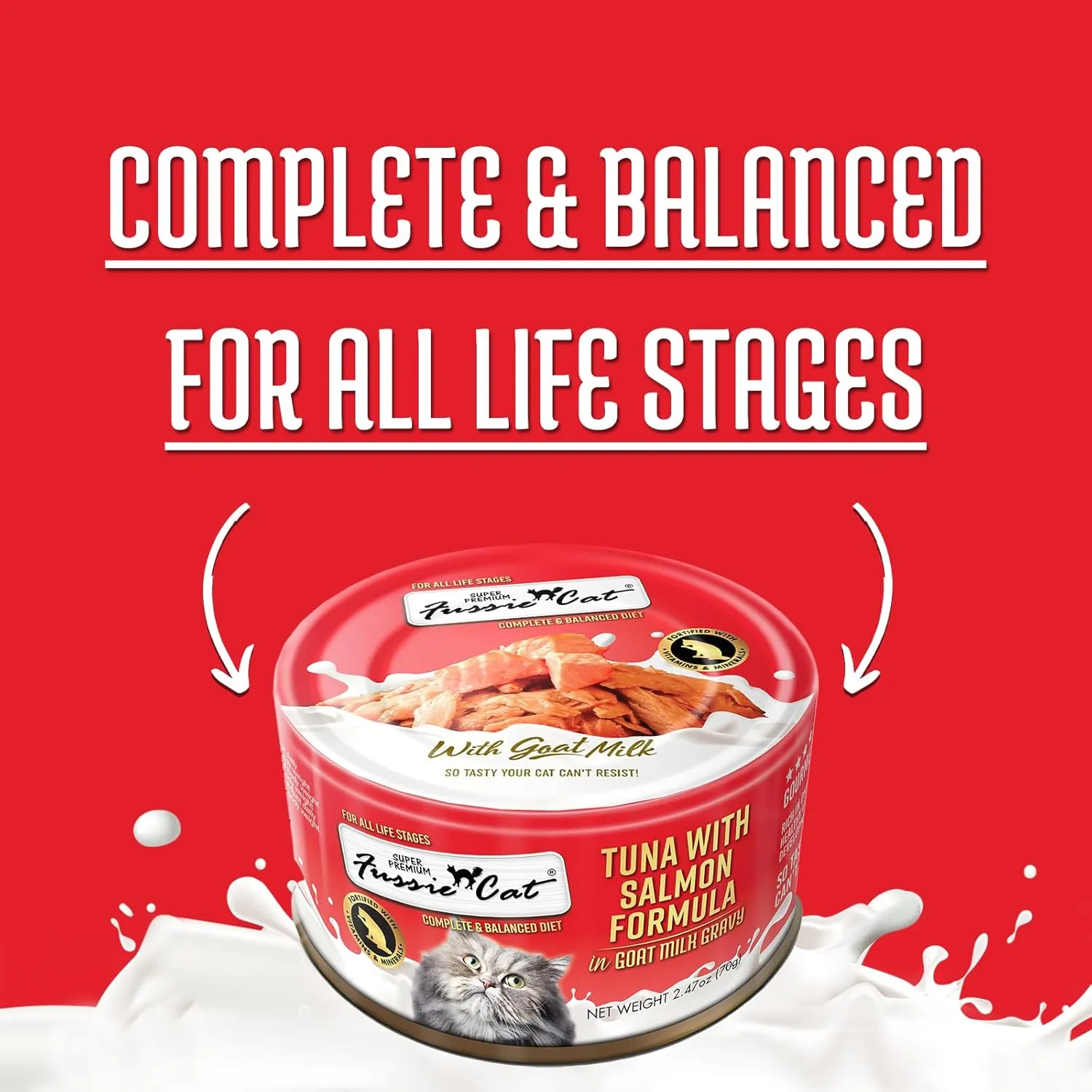 Fussie Cat Tuna with Salmon in Goat Milk Gravy Shredded Canned Cat Food