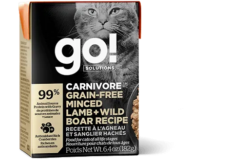 Go! Solutions Carnivore Grain Free Minced Lamb and Wild Boar Recipe for Cats