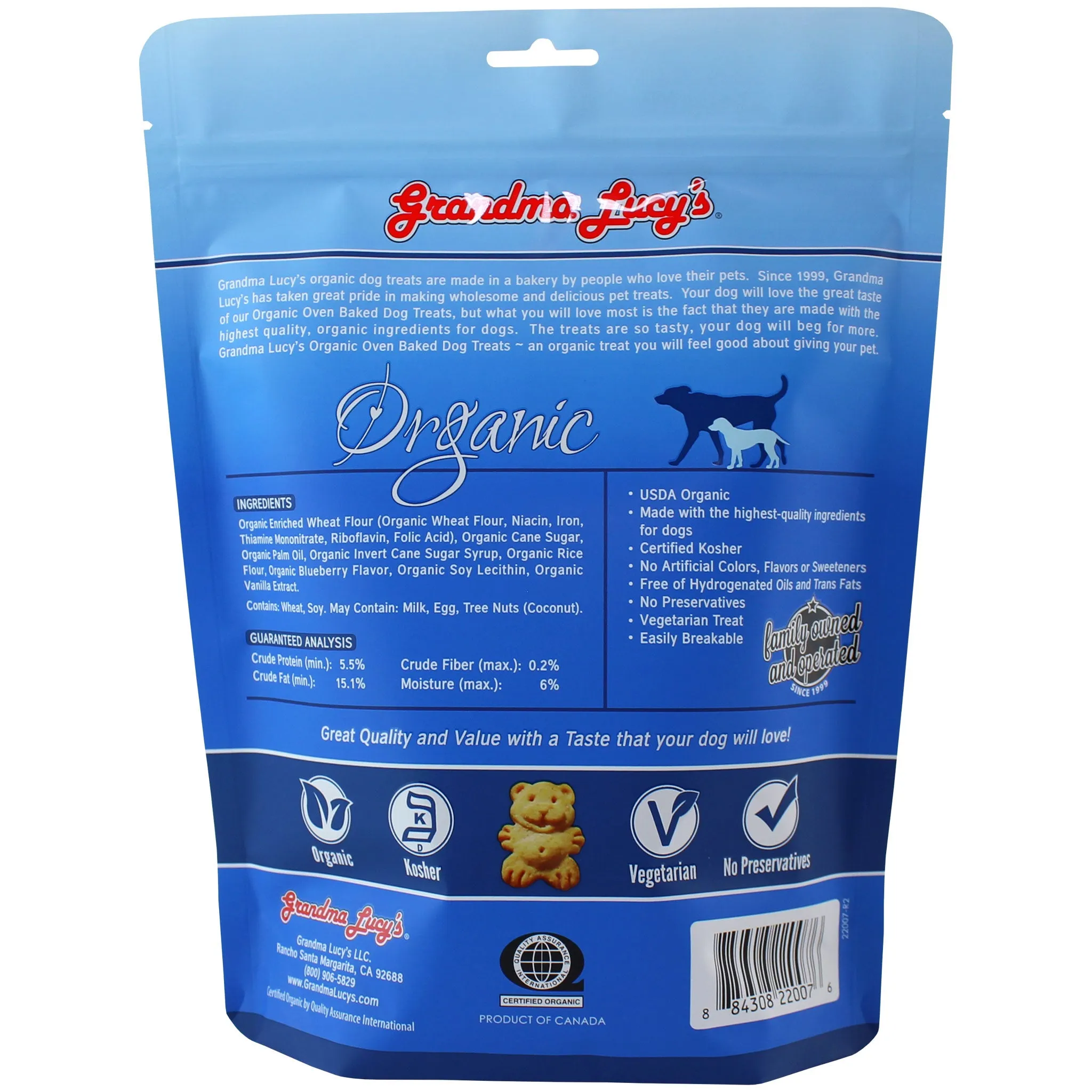 Grandma Lucy's Organic Blueberry Oven Baked Dog Treats - 14oz