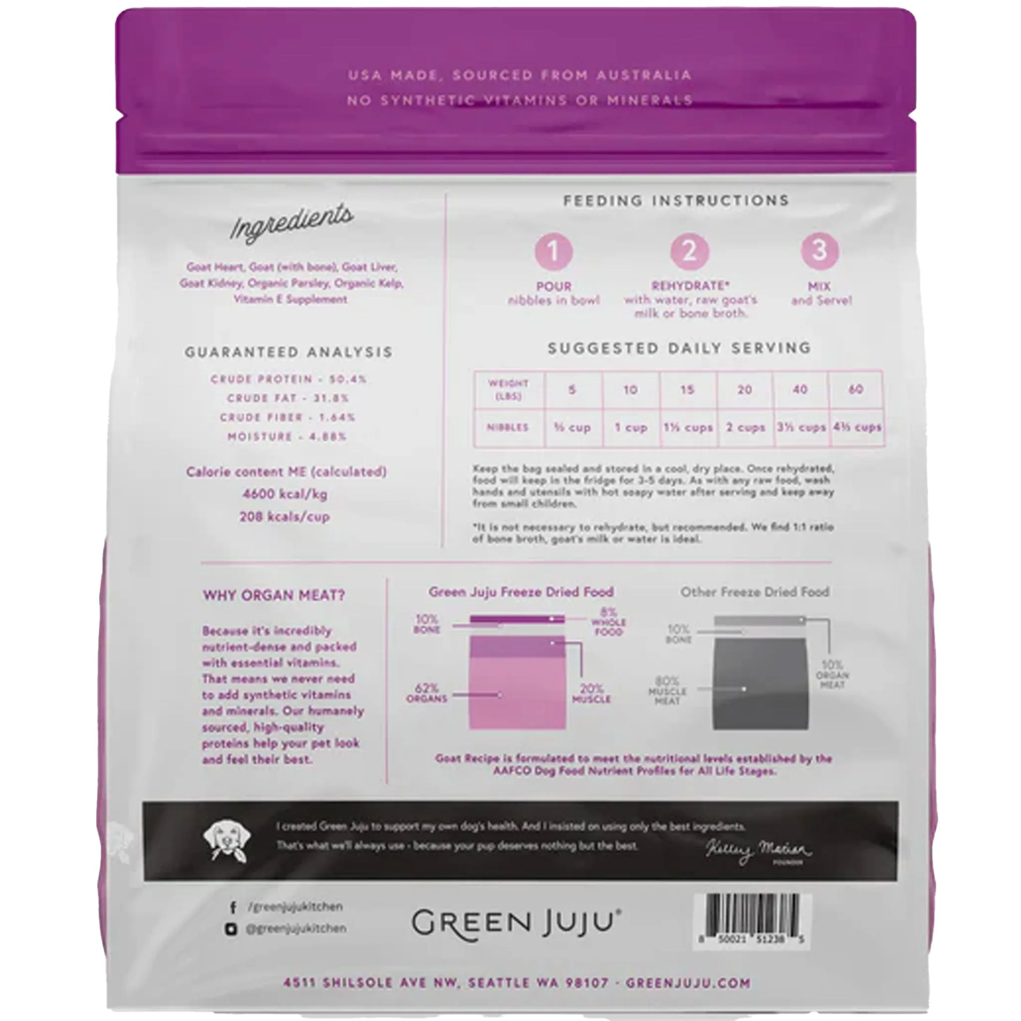 Green Juju Freeze-Dried Raw Diet Dog Goat 14 oz