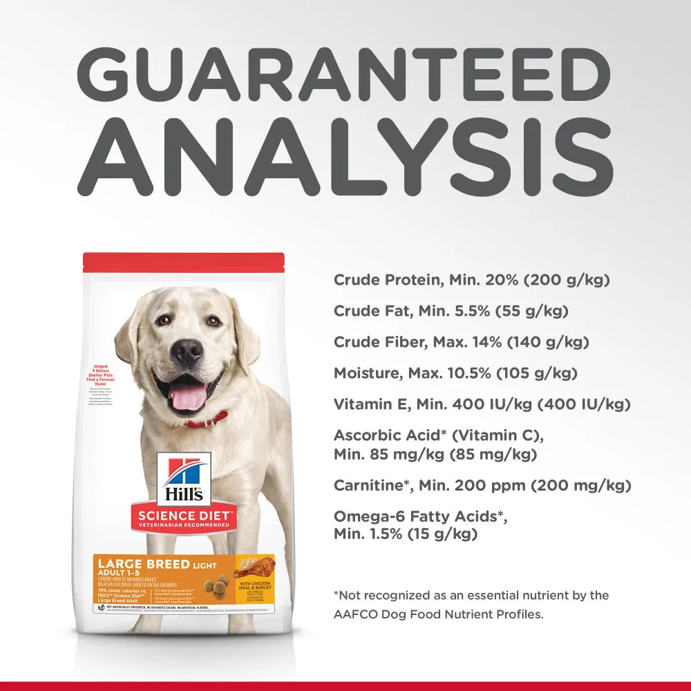 Hill's Science Diet Large Breed Light Chicken Meal & Barley Dry Dog Food