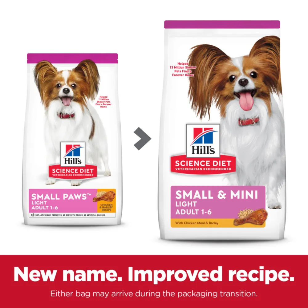 Hill's Science Diet Small Paws Adult Light Chicken Meal & Barley Recipe Dry Dog Food