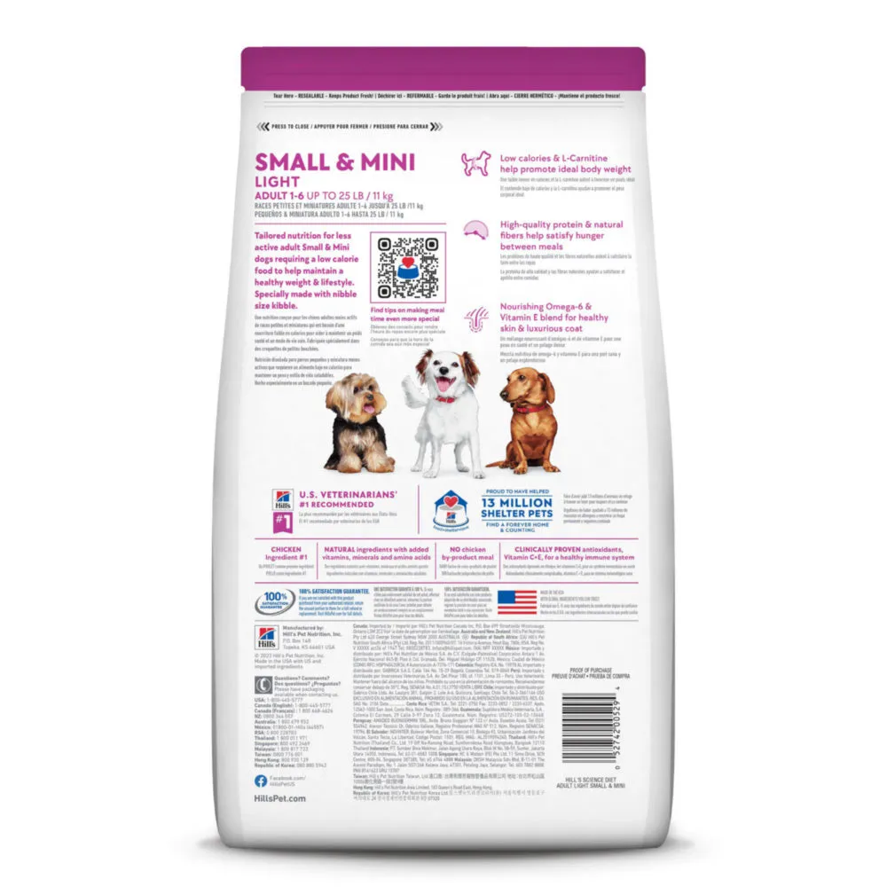 Hill's Science Diet Small Paws Adult Light Chicken Meal & Barley Recipe Dry Dog Food
