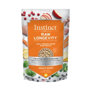 Instinct Raw Longevity Adult Freeze-Dried Chicken Bites Dog Food, 9.5 oz. Bag