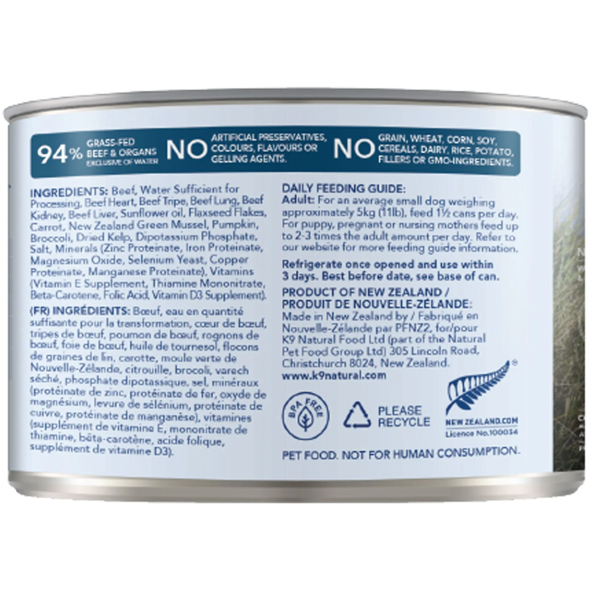 K9 Natural Canned Beef Feast Dog Food - 6oz