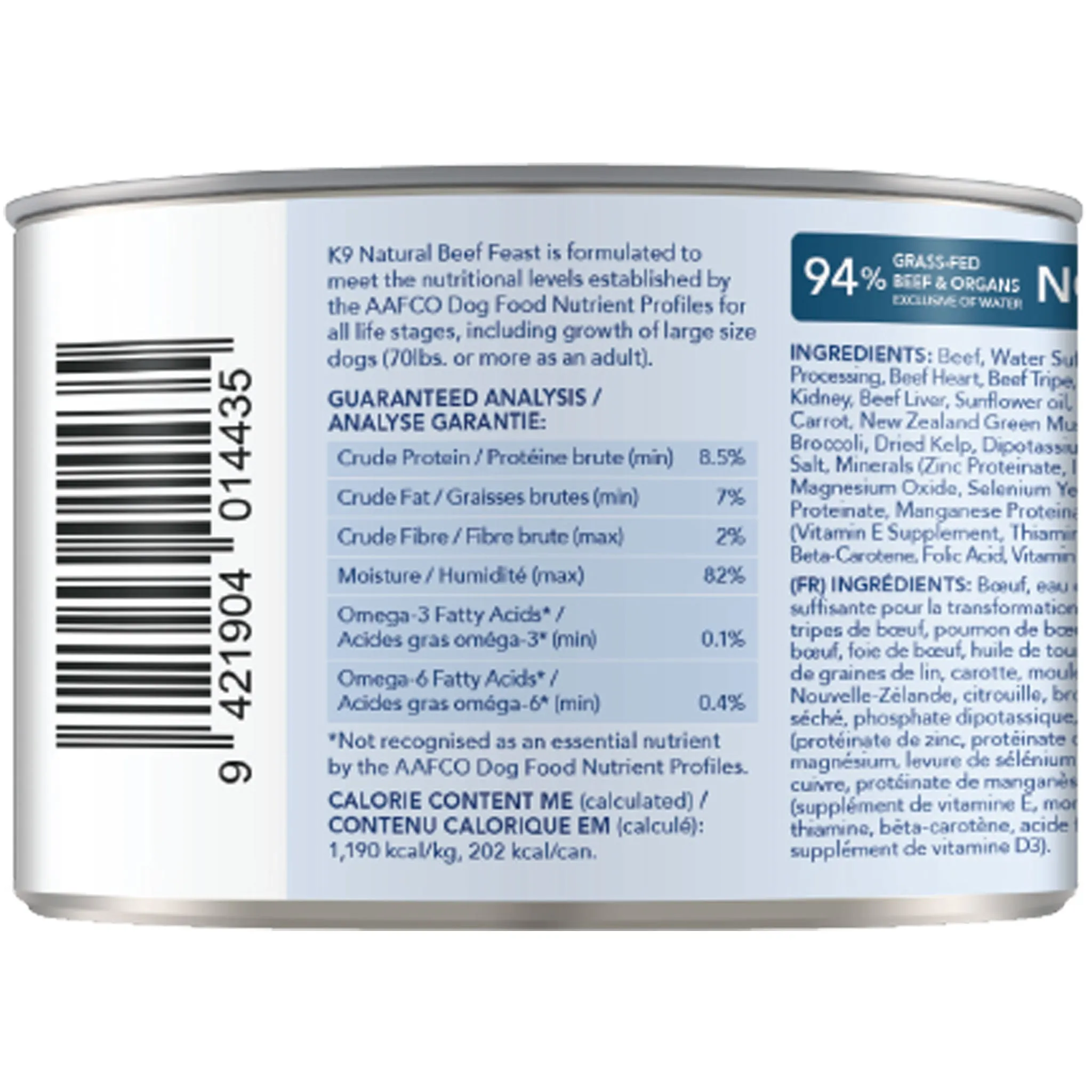 K9 Natural Canned Beef Feast Dog Food - 6oz