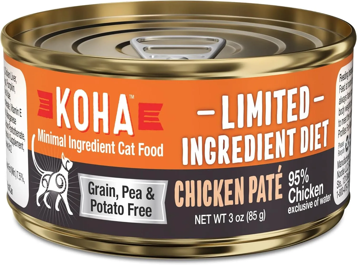 KOHA Grain & Potato Free Special Diet:Limited Ingredient Diet Chicken Pate Single Canned Cat Food