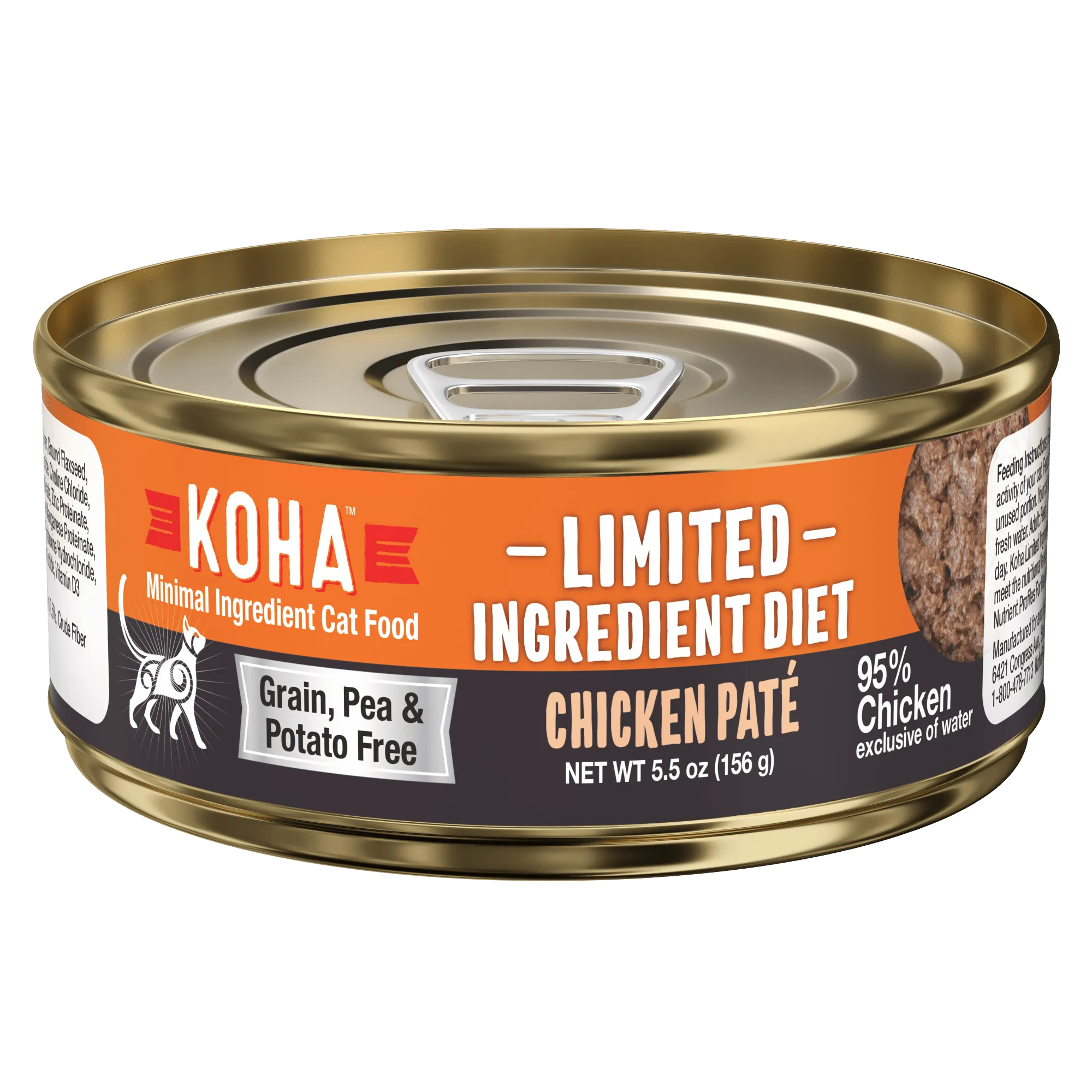 KOHA Grain & Potato Free Special Diet:Limited Ingredient Diet Chicken Pate Single Canned Cat Food