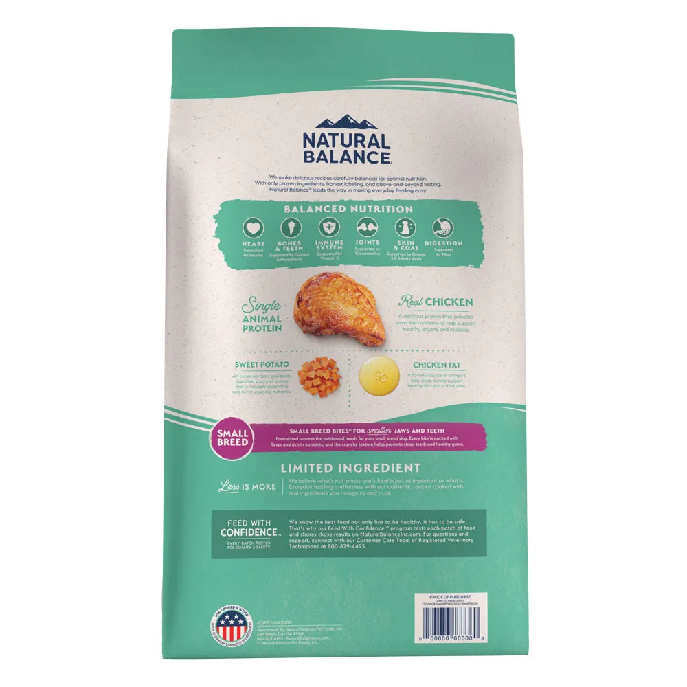 Natural Balance L.I.D. Limited Ingredient Diets Grain Free Adult Sweet Potato & Chicken Small Breed Bites Dry Dog Food