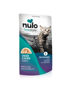 Nulo Freestyle Grain Free Chicken & Salmon in Broth Meaty Cat Food Topper Pouch