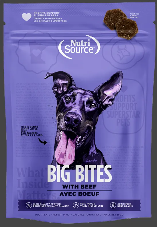 Nutrisource Grain Free Big Bites Beef Dog Treats