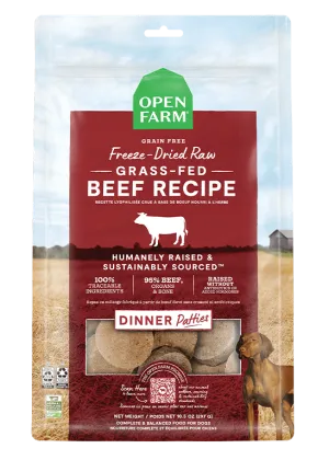Open Farm Grain Free Grass Fed Beef Recipe Freeze Dried Raw Dog Food Patties