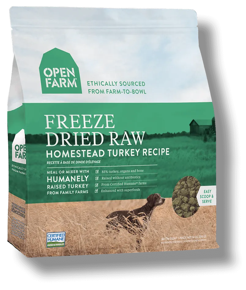 Open Farm Grain Free Homestead Turkey Recipe Freeze Dried Raw Dog Food