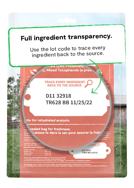 Open Farm Grain Free Wild Caught Salmon and Cod Recipe Freeze Dried Raw Cat Food