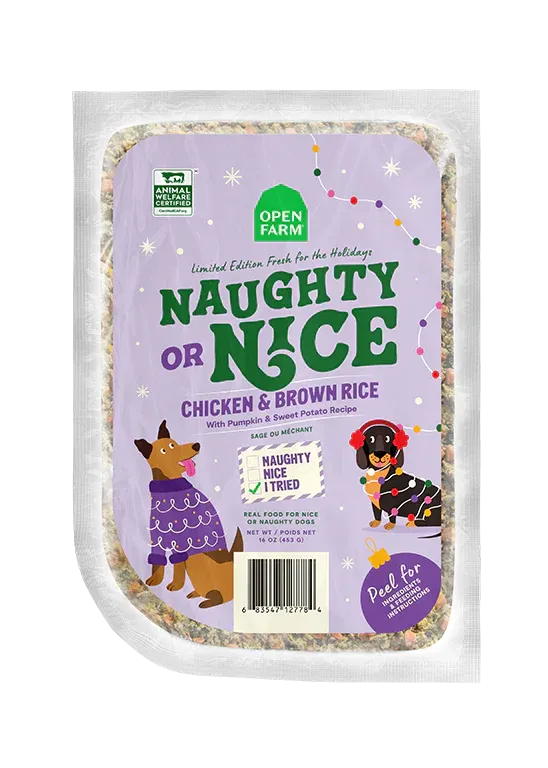 Open Farm Naughty or Nice Chicken & Brown Rice Gently Cooked Recipe Frozen Dog Food