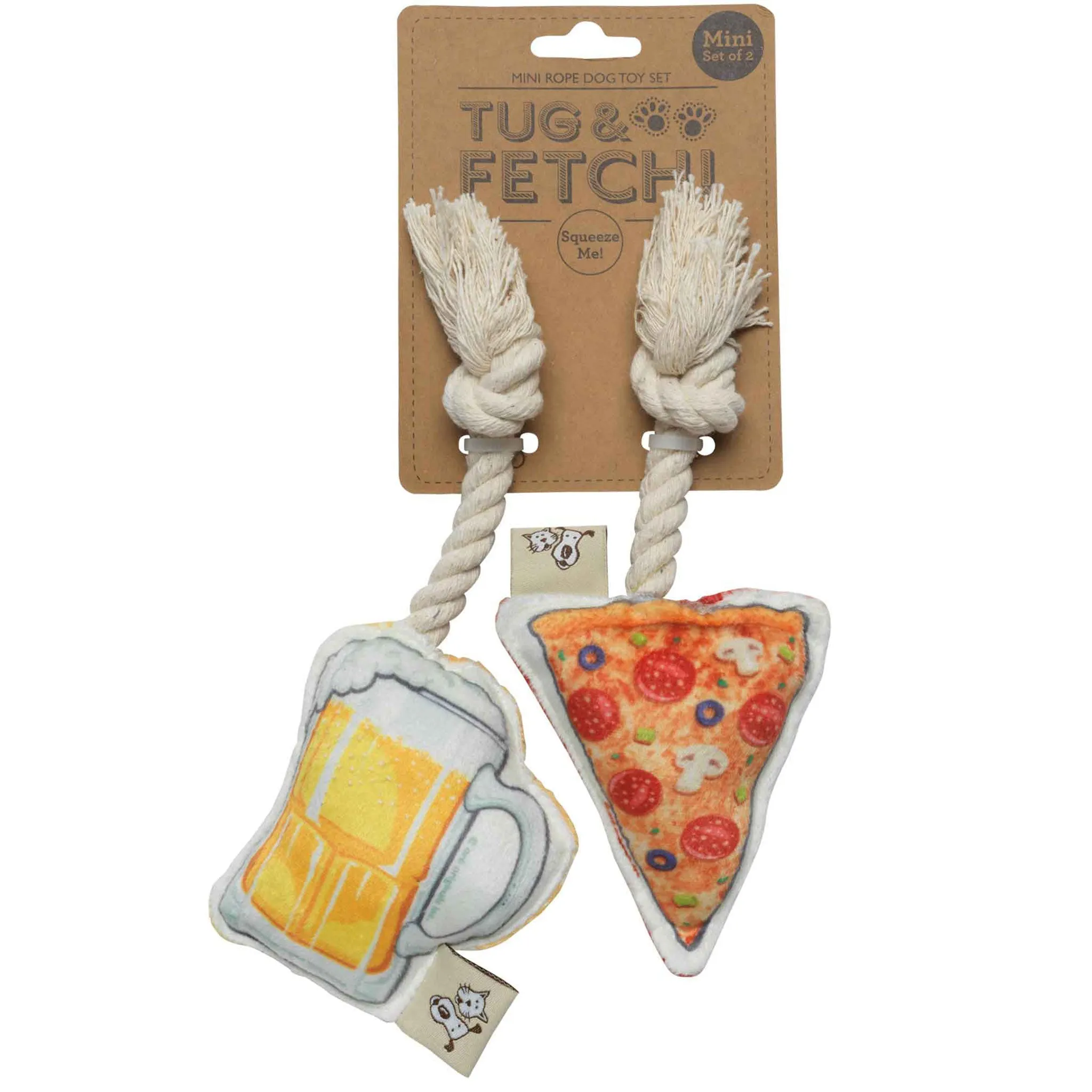 Ore Pet Mini Rope Toy Pizza & Beer Dog Toys