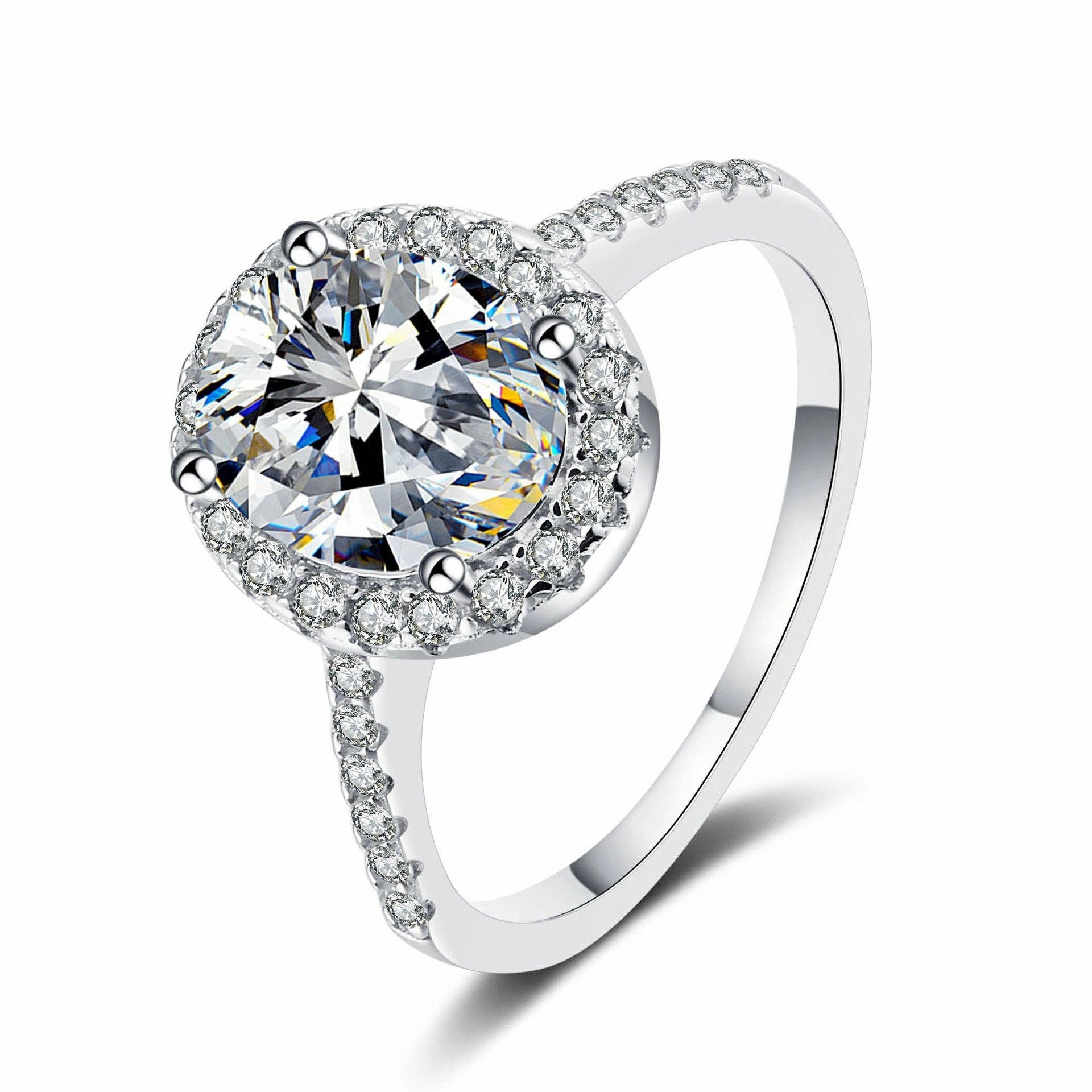 Oval Moissanite Halo Ring