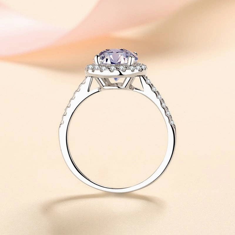 Oval Moissanite Halo Ring