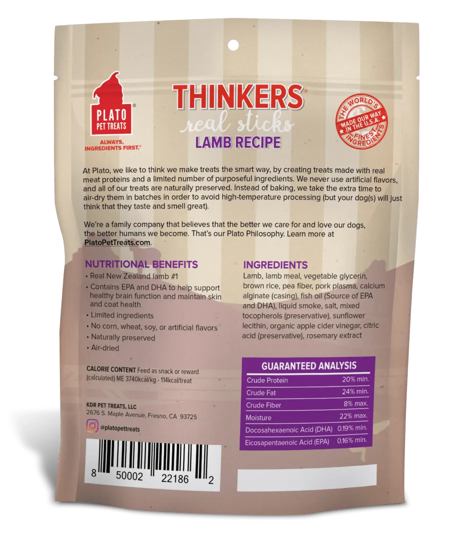 Plato Thinkers Lamb Meat Stick Dog Treats