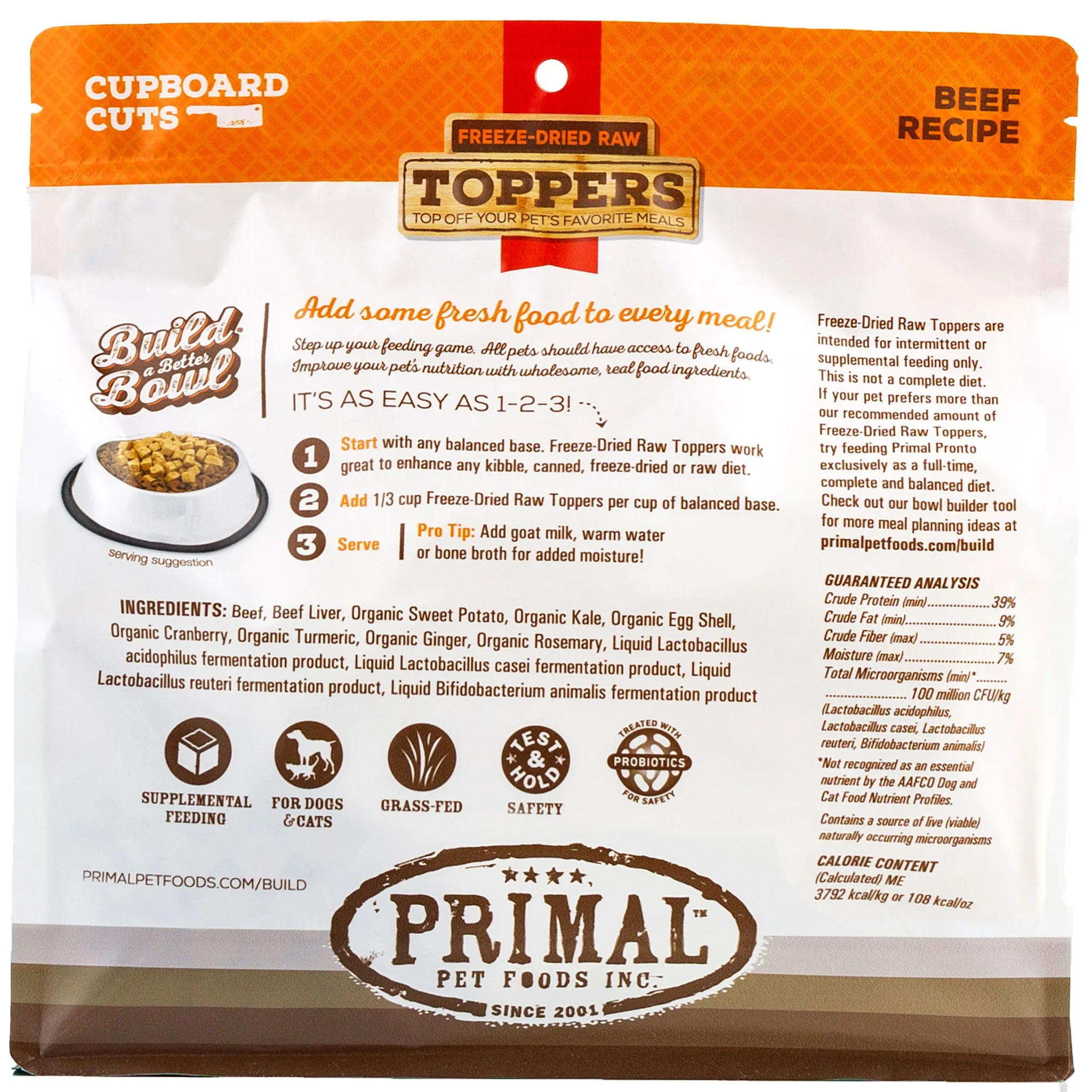 Primal Cupboard Cuts Beef Dog Food Topper