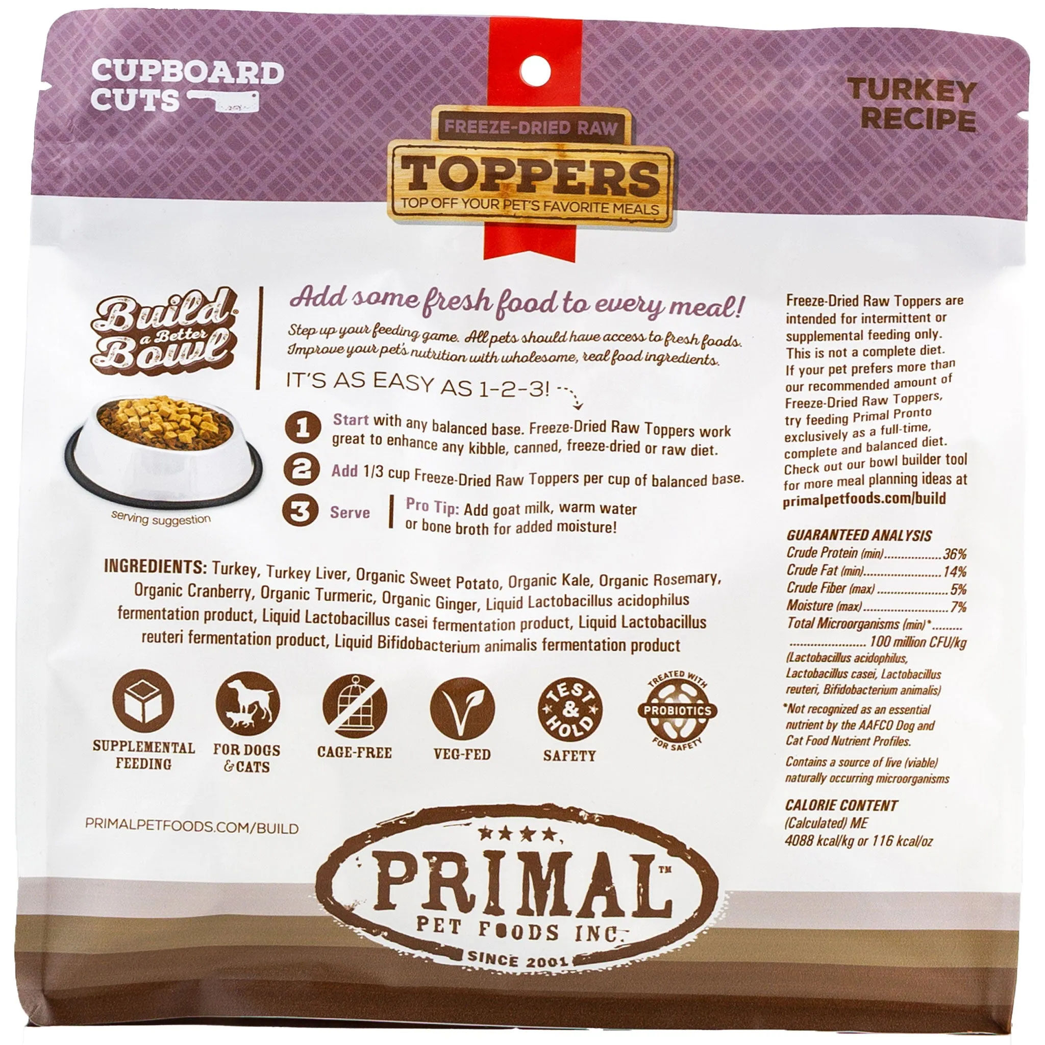 Primal Cupboard Cuts Turkey Dog Food Topper