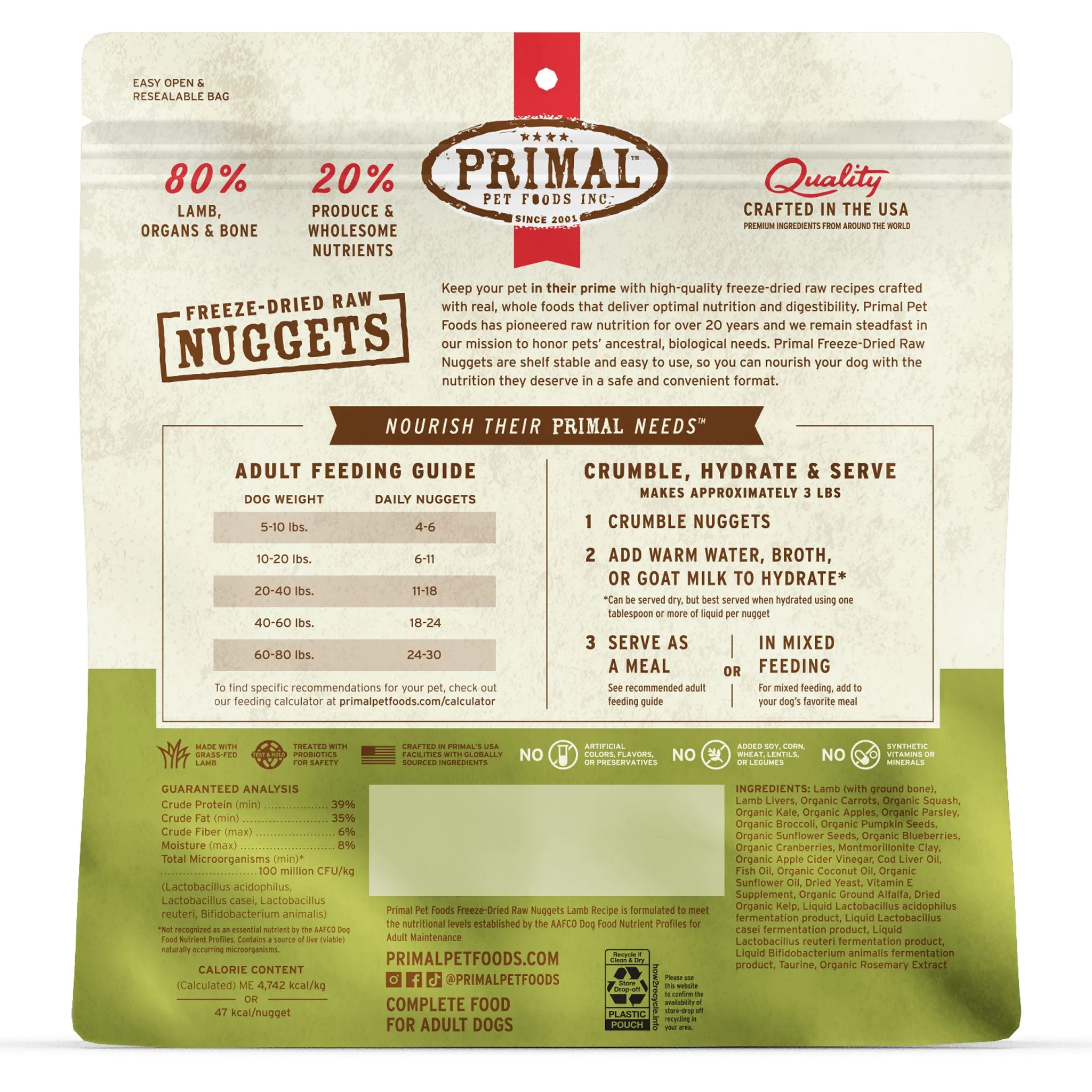 Primal Freeze-Dried Lamb Formula Dog Food