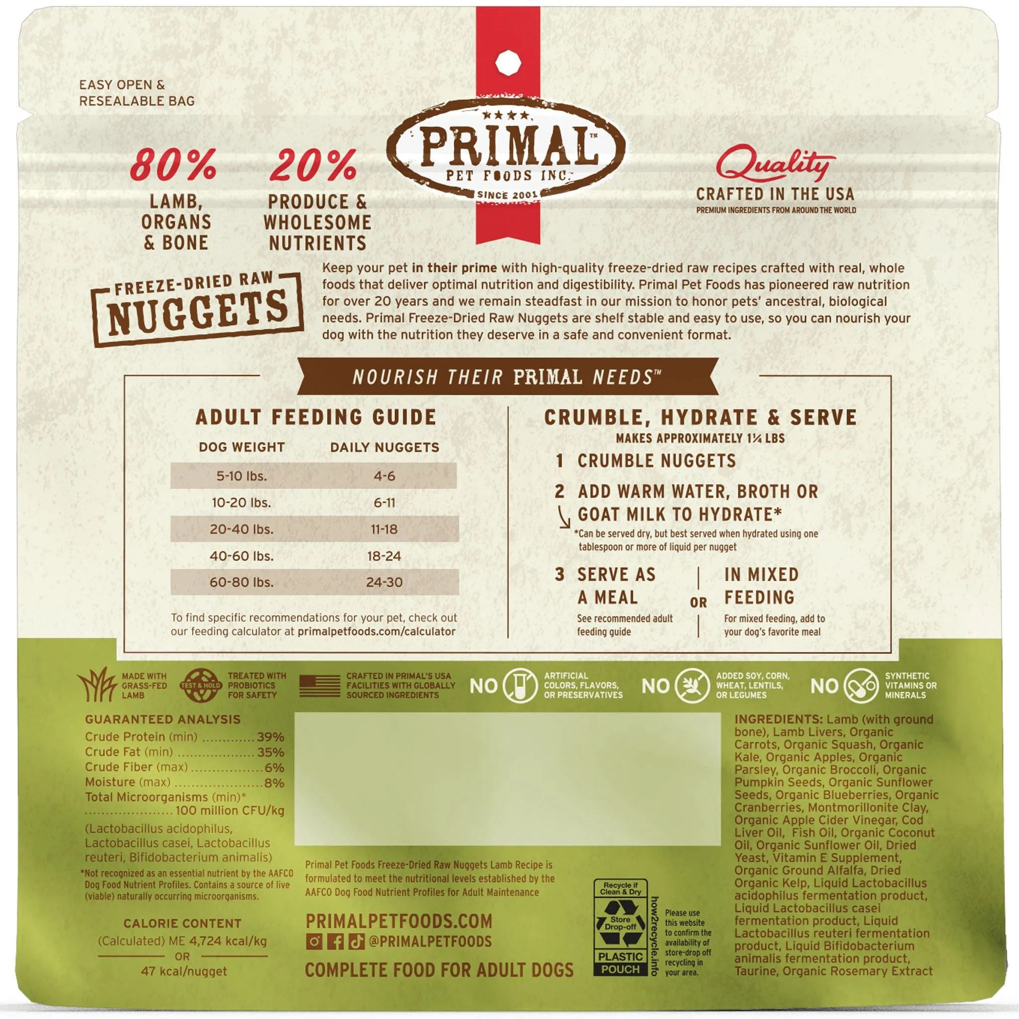 Primal Freeze-Dried Lamb Formula Dog Food