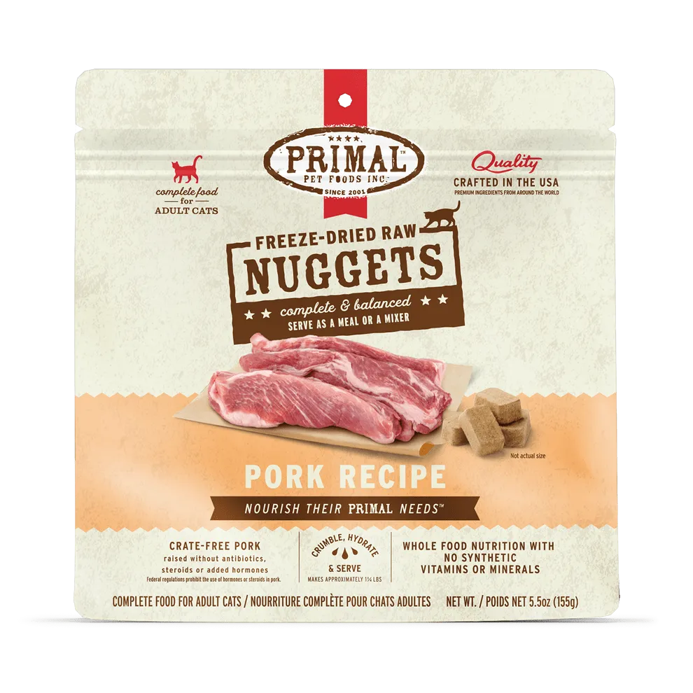 Primal Freeze-Dried Nuggets Grain Free Pork Formula Complete Diet Cat Food