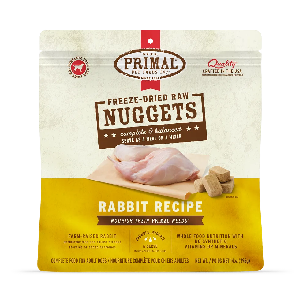 Primal Freeze Dried Nuggets Grain Free Rabbit Formula Dog Food