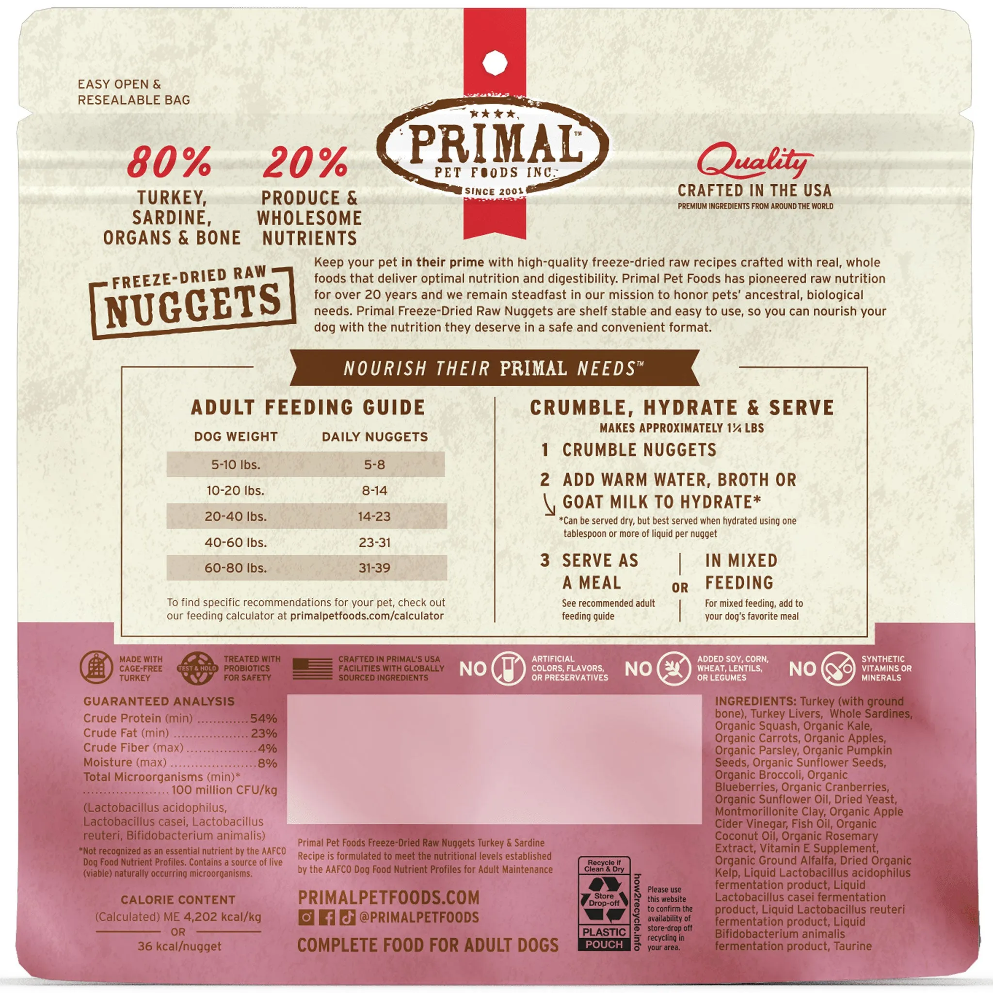 Primal Freeze-Dried Turkey & Sardine Formula Dog Food