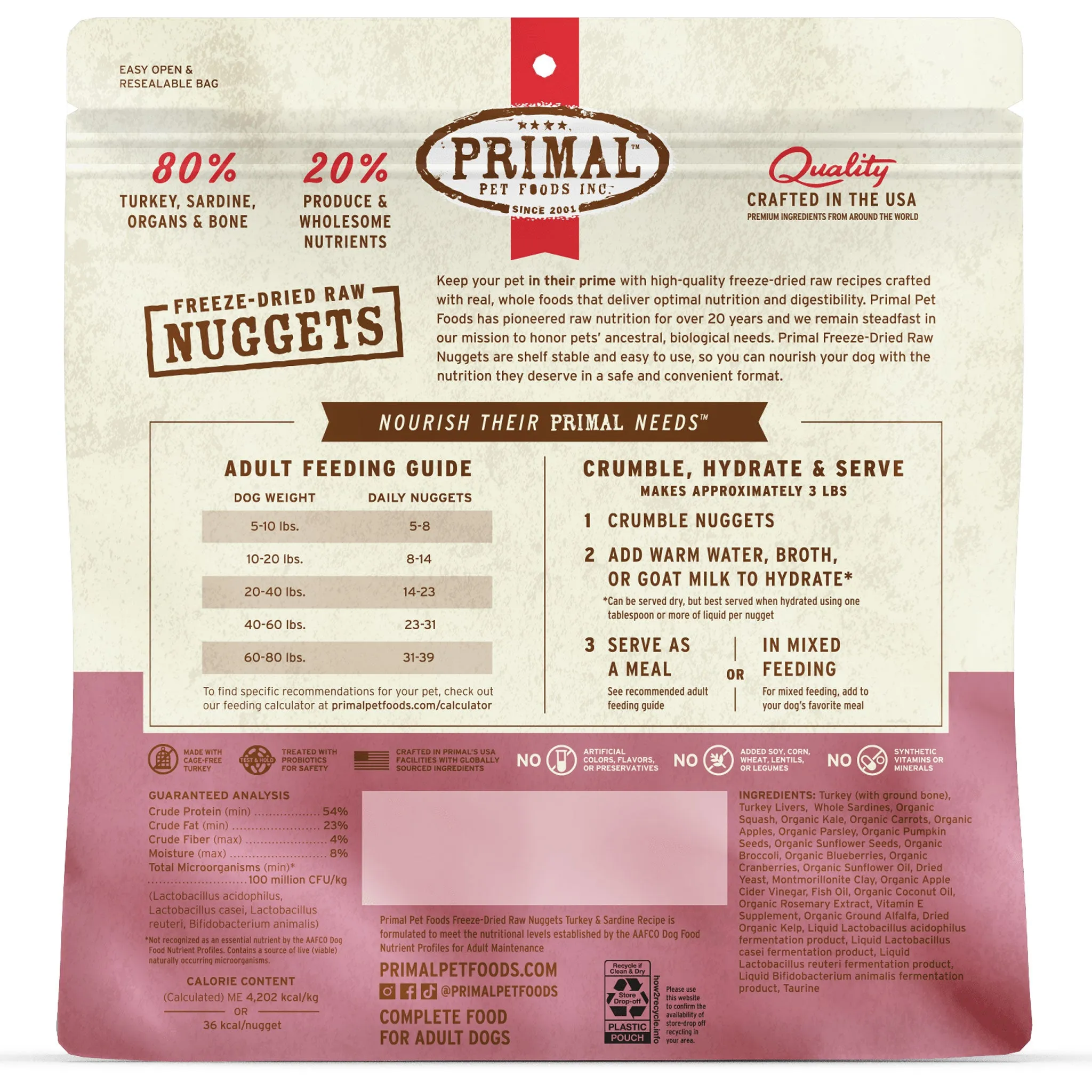 Primal Freeze-Dried Turkey & Sardine Formula Dog Food