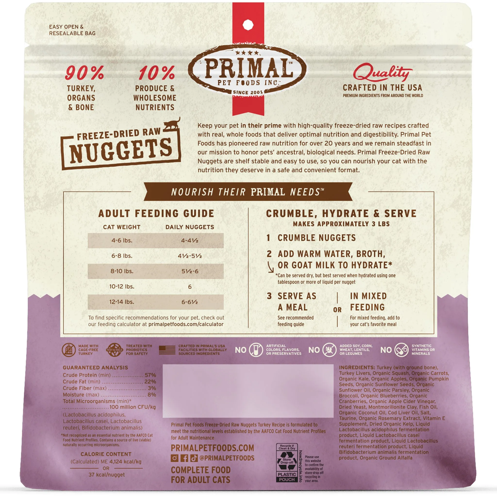 Primal Freeze-Dried Turkey Formula Cat Food - 14oz