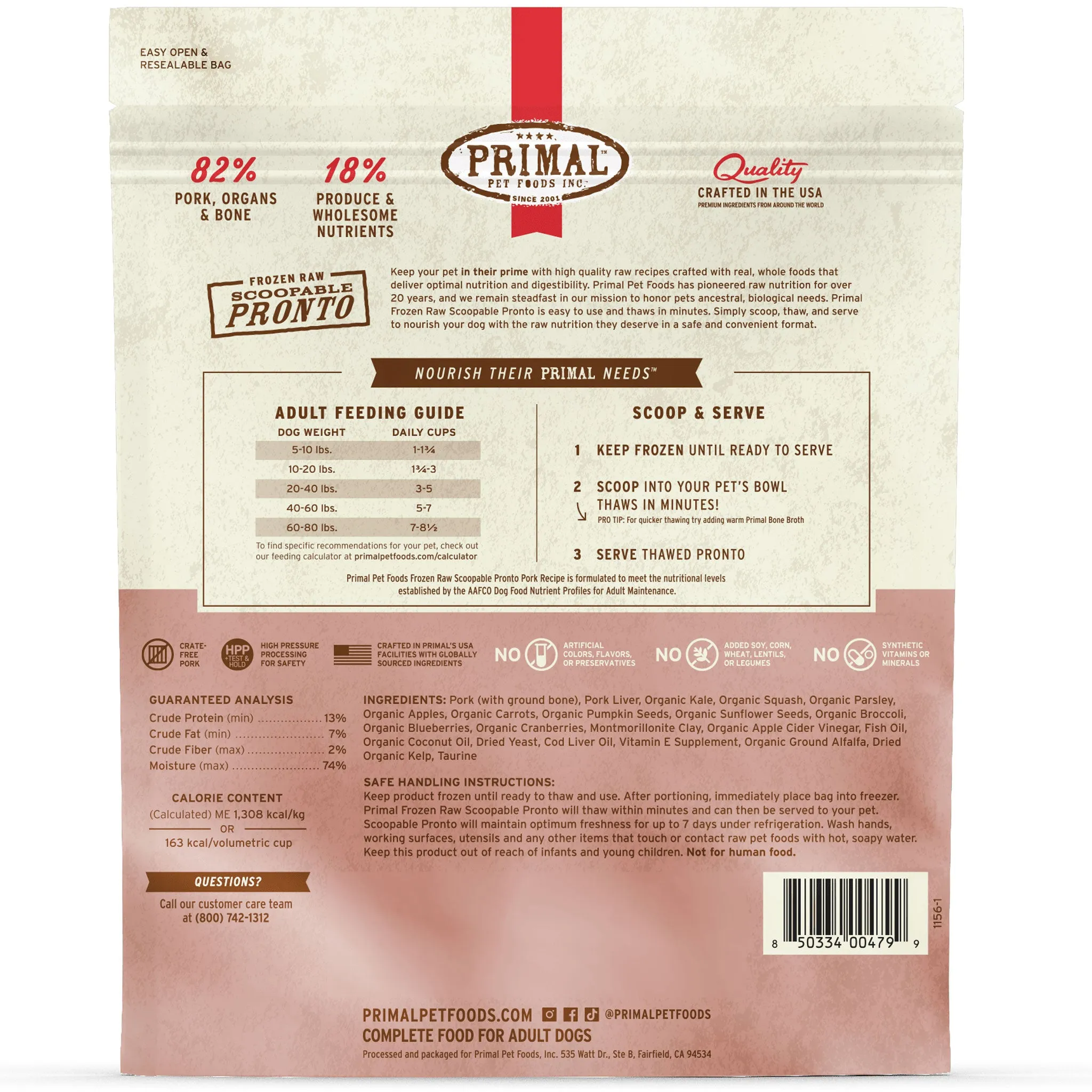 Primal Pronto Pork Dog Food
