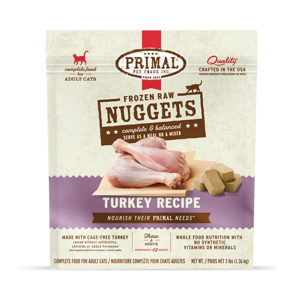 Primal Raw Frozen Nuggets Turkey Formula Nuggets For Cats