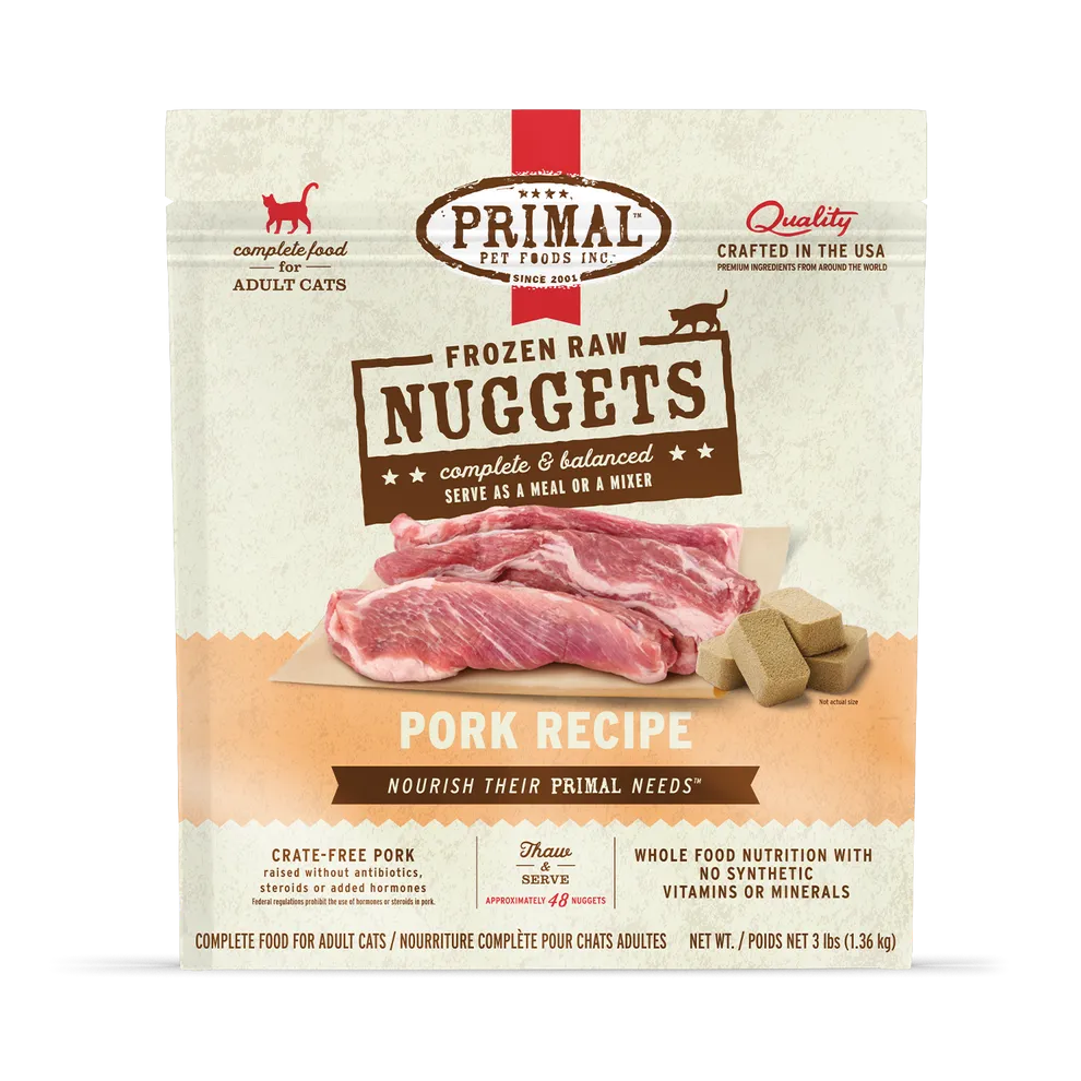 Primal Raw Frozen Pork Formula Nuggets For Cats