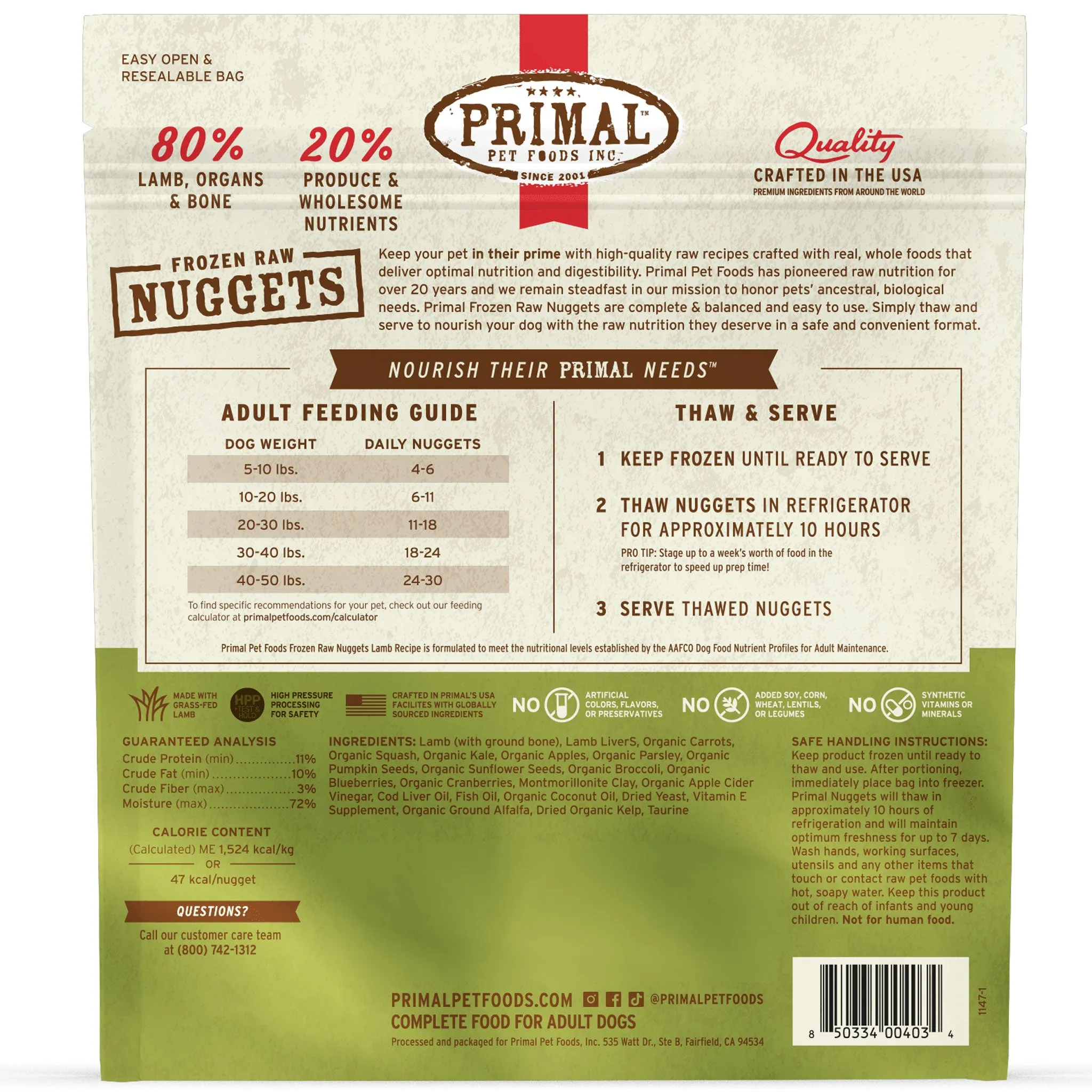 Primal Raw Lamb Dog Food